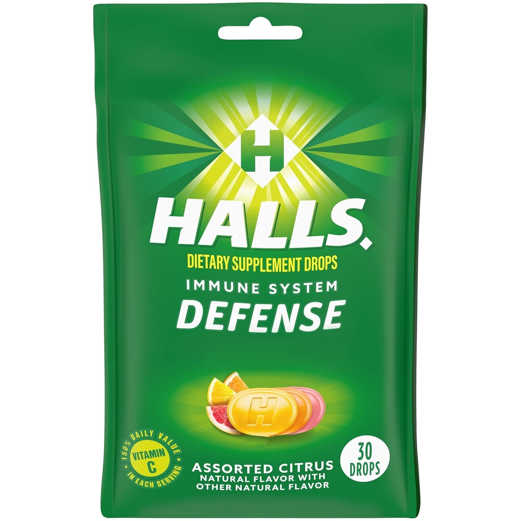 HALLS Defense Assorted Citrus Vitamin C Drops, Kosttilskud Drops, 30 Drops