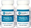 Vitamin D3 High Potency 5000 IU 100 Softgels per Bottle Pack of 2