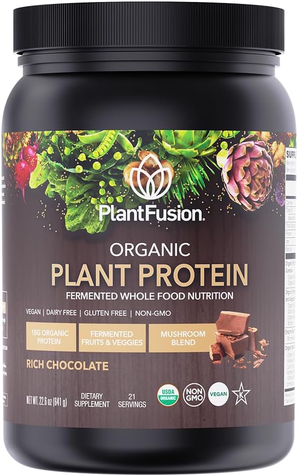 SOTRU Organic Vegan Protein Powder - Whole Food, Plant Based Protein Powder with Green Superfoods, Enzymes & Probiotika - USDA Certified Organic, Non-GMO, Gluten- Free - Chocolate 18.5 oz, 21 Servere