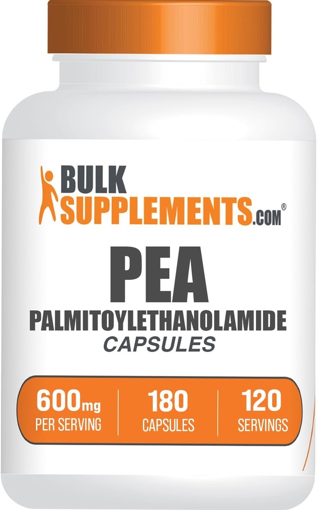 BulkSupplements.com Palmitoylethanolamide Capsules - Pea Supplement, Palmitoylethanolamide 600mg for Immmune Support - Gluten Free, 1 Capsule per Serving, 180 Capsules (Pack of 1)