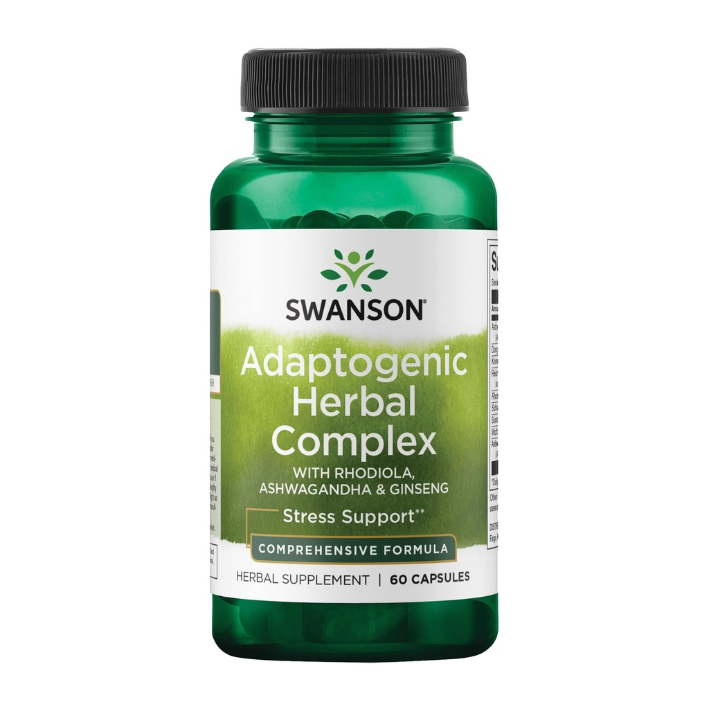 Swanson Rhodiola Ashwagandha Ginseng Complex Energy Immunfunktion Nervesystemet Stress Support Adaptogen Herb Supplement 60 Kapsler