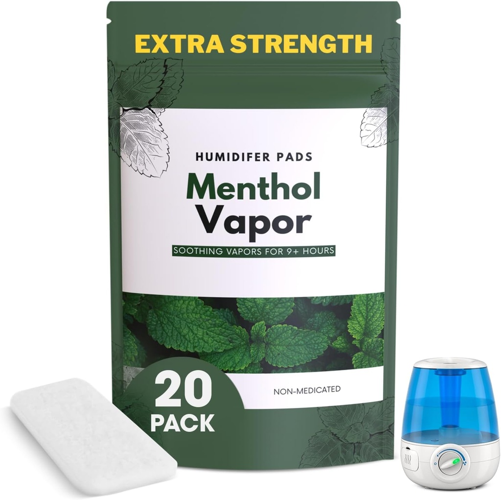 Ekstra styrke [20 Pack] Menthol Eucalyptus Fugter Pads - Universal Vapor Pads til alle Vks, Crane, andre modeller - Vapopads Erstatning - Naturlige vandløse Vaporizers Pads - Kolde / Flu Symptomer