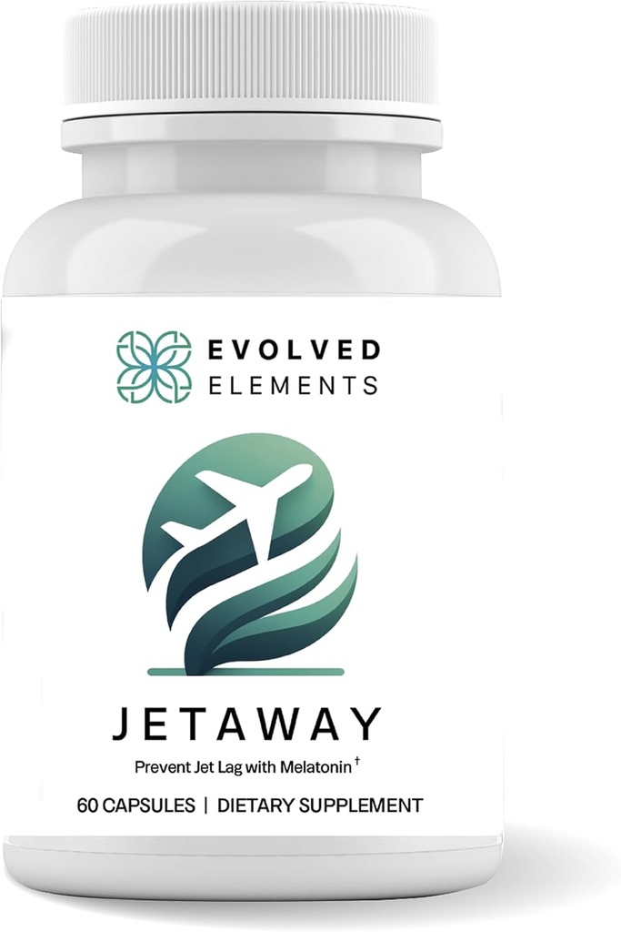JetAway - Natural Sleep Support Supplement med Bio- Fermented Melatonin - Jet Lag Support - Allergen- Free, No Jet Lag (60 kapsler)