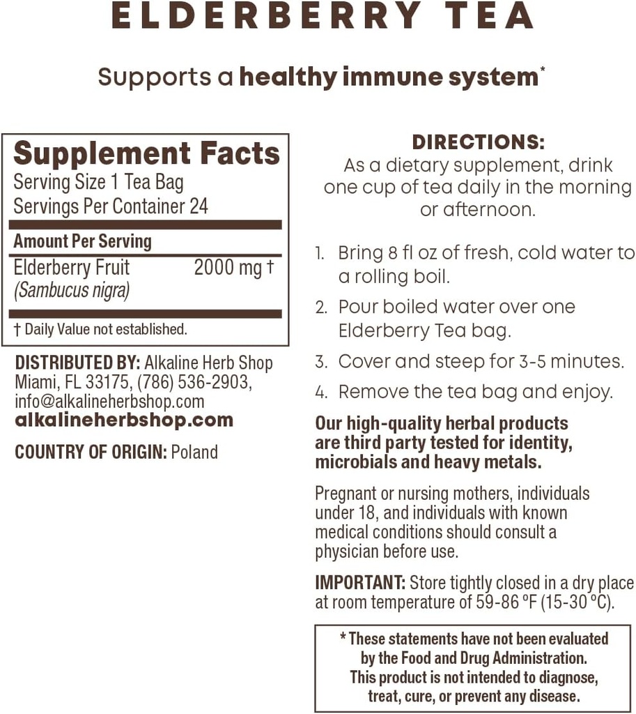 Alkaline Herb Store Elderberry Tea Supplement