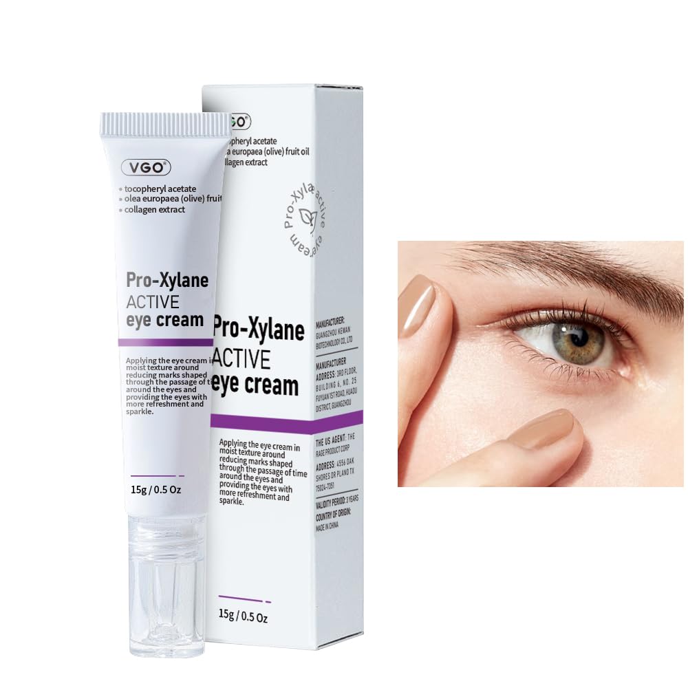 VGO Eye Cream 2% Pro- Xylane Eye Repair Cream til mørke cirkler & Puffiness Under Eyes, Pro Xylane + 6D Hyaluronsyre til virksomheden hud, Reducere Wrinkler, Fine Lines, 15g / 0,5 Oz