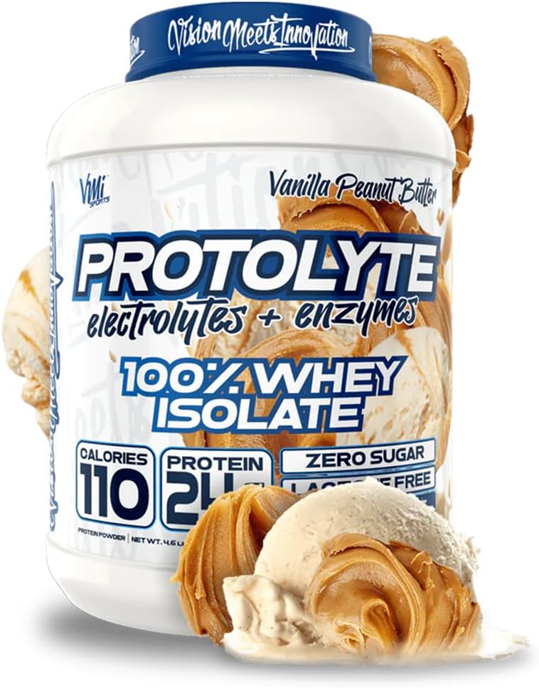 VMI Sportsudstyr 124; ProtoLyte Whey Isolere Protein Powder 124; Low Calorie Whey til vægttab og muskel Gain 124; fordøjelsesfremmende enzymer • 124; Non- GMO (4, 6 LB, Vanilla Peanut Butter)