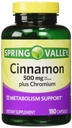 Spring Valley - Cinnamon 500mg Plus Chrom, Twin Pack, 2 flasker med 180 kapsler