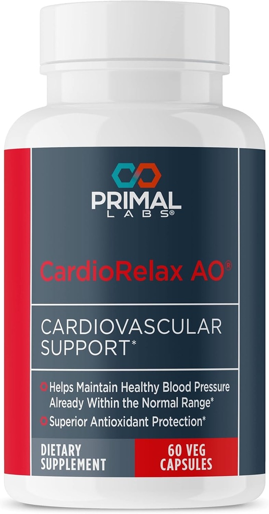 Primal Health CardioRelax AO - Coenzym Q10 Formel, Bioperine + Olive Leaf Extract - 60 kapsler