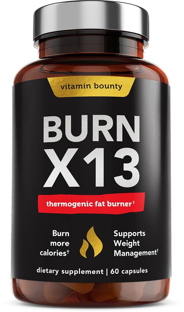 Vitamin Bounty Advanced Thermogen Fat Burner til mænd og kvinder - Brænd X13 vægttab supplement med 13 kraftfulde ingredienser - Metabolisme Booster, Energi & Appetitkontrol - 60 kapsler