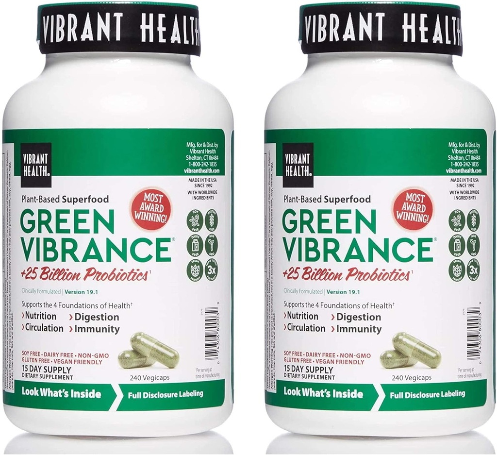 VibrantHealth - Green Vibrance - 240 grøntsagsblade - 2 pakker af Vibrant Health