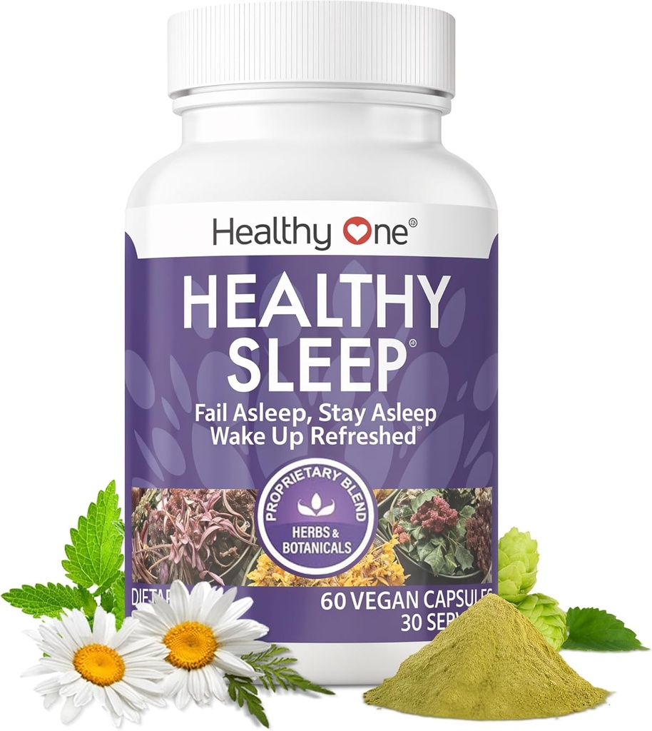 Healthy Sleep - 10 REM Inducing Ingredients - Supports All Stages of Deep Rest - Insomnia - Anxious - Restless - Melatonin - Valerian - Chamomile - Theanine - GABA - Hops - Lemon Balm - 60 Count