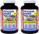 Yerba Prima Psyllium Husks Veg Caps - 180 Count (2 Pack) (625mg) - Vegan, Non- GMO, Gluten Free, Colon Cleanser, Daily Fiber Supplement for Gut Health & Regularity