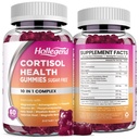 Cortisol Kosttilskud til kvinder Mænd, Cortisol Gummies med Ashwagandha, Magnesium, L- Theanine, Phosphatidylserin, B6 til Cortisol Detox, Afslapning, Sleep, Focus, Sugar- Free, Vegan, 120