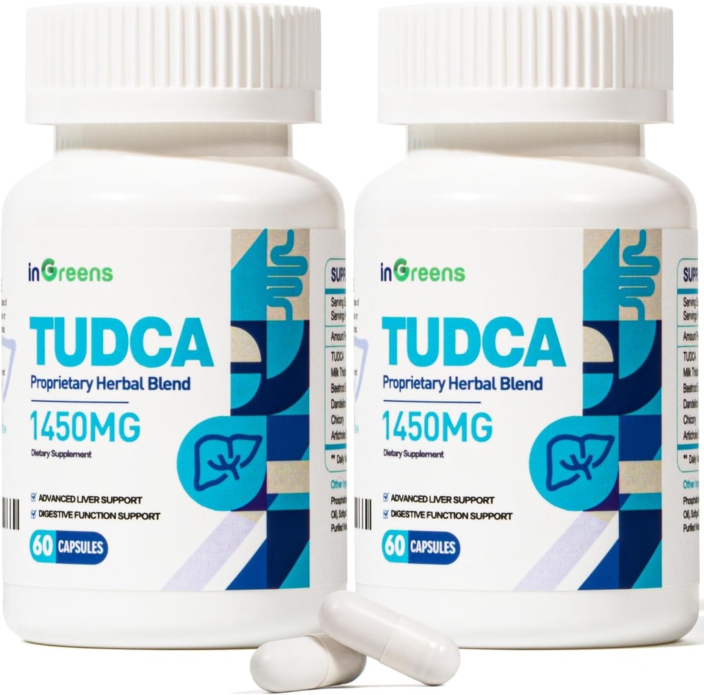 1450MG TUDCA lever supplement, bile salte lever støtte supplement kompleks, leversundhed for lever Nyre rense Detox og reparation, 60 kapsler