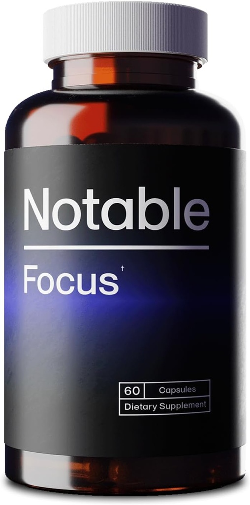 Notable Focus ™ - Breakthrough Cognitive Enhancer - Patenteret Dopamin Boostere til motivering, Focus, & Memory Note 124; Bakket af 100 + Studier Note 124; Fastvirkende Nootrop supplement (60 kapsler)