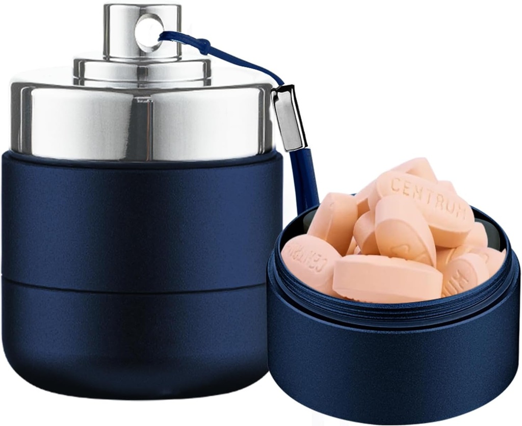 Metal Travel Pill Organizer, Transportable Vandtæt Daglig Pill Box AM PM, Stor Aluminium Pill Case Container 2 gange en dag Vitamin Organizer, Daglig Medicin Organizer til Vitamin, Fiskeolie, Supplement