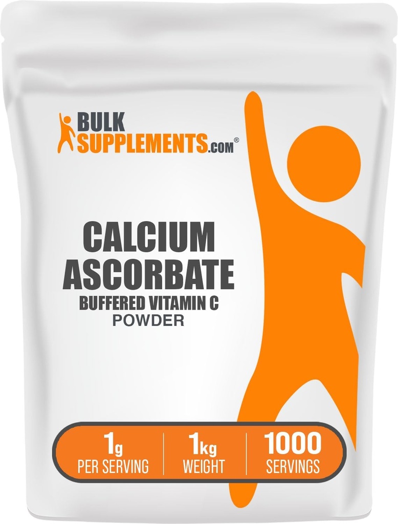 BulkSupplements.com Calcium Ascorbat Powder - Buffered C Vitamin Supplement, Calcium Powder - Vegan & Gluten Free, 1g per Serving, 1kg (2,2 lbs) (Pack of 1)
