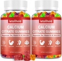 Calcium Citrate Gummies - 1200mg Calcium Gummies med Magnesium Zink Vitamin D3, K2, B6, B12 for ben, Muskel, Joints, immunforsvar, Høj Absorption Calciumtilskud til kvinder og mænd 2 pakker