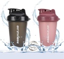 2 PACK Shaker Flaske Holdes op til 17oz, Blending Ball Whisk, Portable Pre Workout Protein Drink Cup, blander Cocktails Smoothies Shakes, BPA Free & Opvaskemaskine Safe Black / Pink