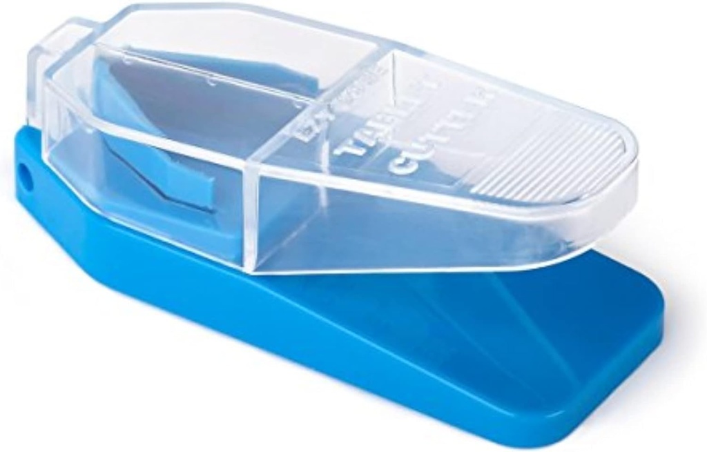 EZY DOSE Pill Cutter og Splitter, Sikker udskæring store, små og små piller, Vitaminer, Tablets i halve, Nøjagtig nem skæring, rustfrit stål klinge, rejse Sized, Let at bruge, Farve kan Vary, BPA Free