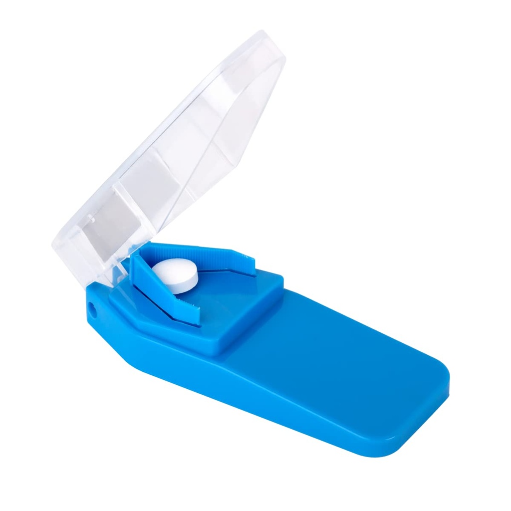 EZY DOSE Pill Cutter og Splitter, Sikker udskæring store, små og små piller, Vitaminer, Tablets i halve, Nøjagtig nem skæring, rustfrit stål klinge, rejse Sized, Let at bruge, Farve kan Vary, BPA Free