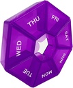 Purple Pill Case - 7 dages ugentlig Pill Organizer med 1 gang om dagen Compartments - Rejse Pill Holder