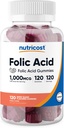 Nutricost folinsyre (vitamin B9) Vegetarisk gummies (120 gummies, 1 mg folinsyre per servering) - supplement til mænd og kvinder