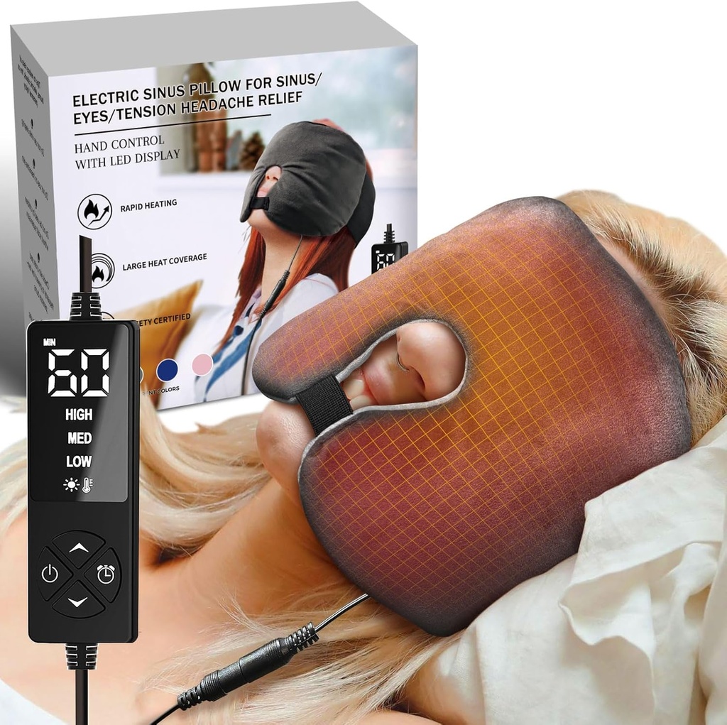 Elektrisk Sinus Pillow til Sinus, tørre øjne, spændehovederne Relief med 3 varme & 5 timer indstillinger, fugtig varme Ex- Large Varm Compress ansigt opvarmning Pad for dvalehjælp og tryk Relief