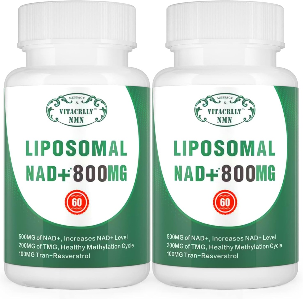 NAD + tillæg Liposomal NAD + Plus 800MG Nicotinamid Riboside Alternativ for Cell Energy, Sund Aging og Muscle Repair 120 Kapsler Pakning med 2