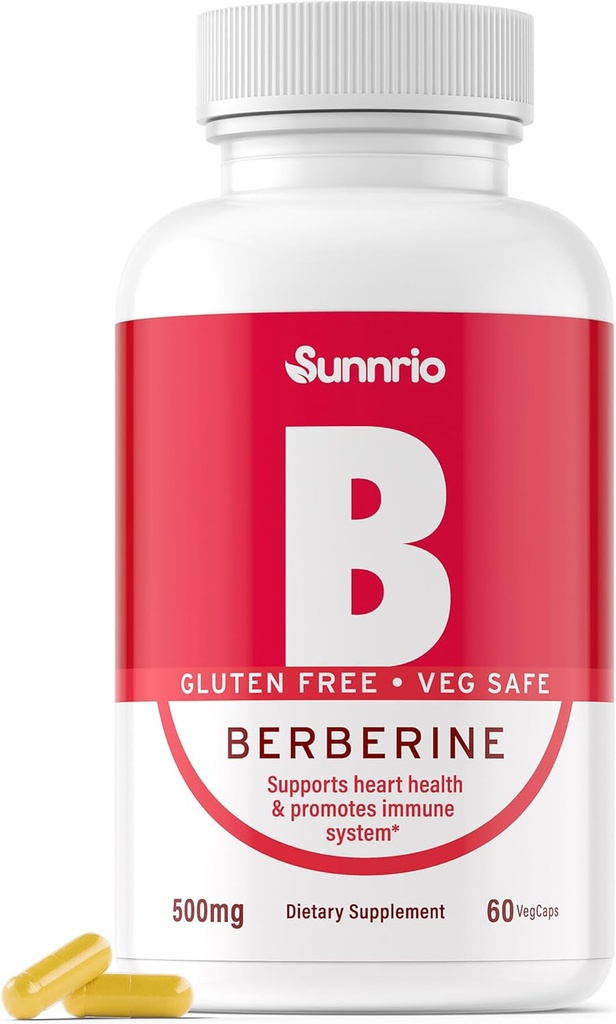 Berberine HCL 500mg - understøtter sund stofskifte, hjerte og immunsystem * - ikke-GMO, Gluten- fri, Vegeterian Safe - 60 kapsler