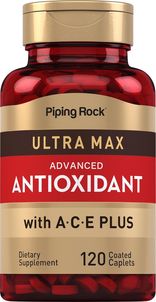 Piping Rock Antioxidant Kosttilskud 120 Caplets • 124; Advanced Formel for mænd og kvinder • 124; med vitamin A, C, E • 124; Ultra Max Complex • 124; Non- GMO, Gluten Free