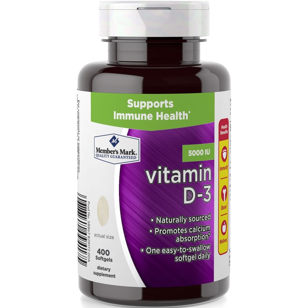 Medlemmernes Mark Vitamin D-3 5000 IE Kosttilskud (400 Tæl)