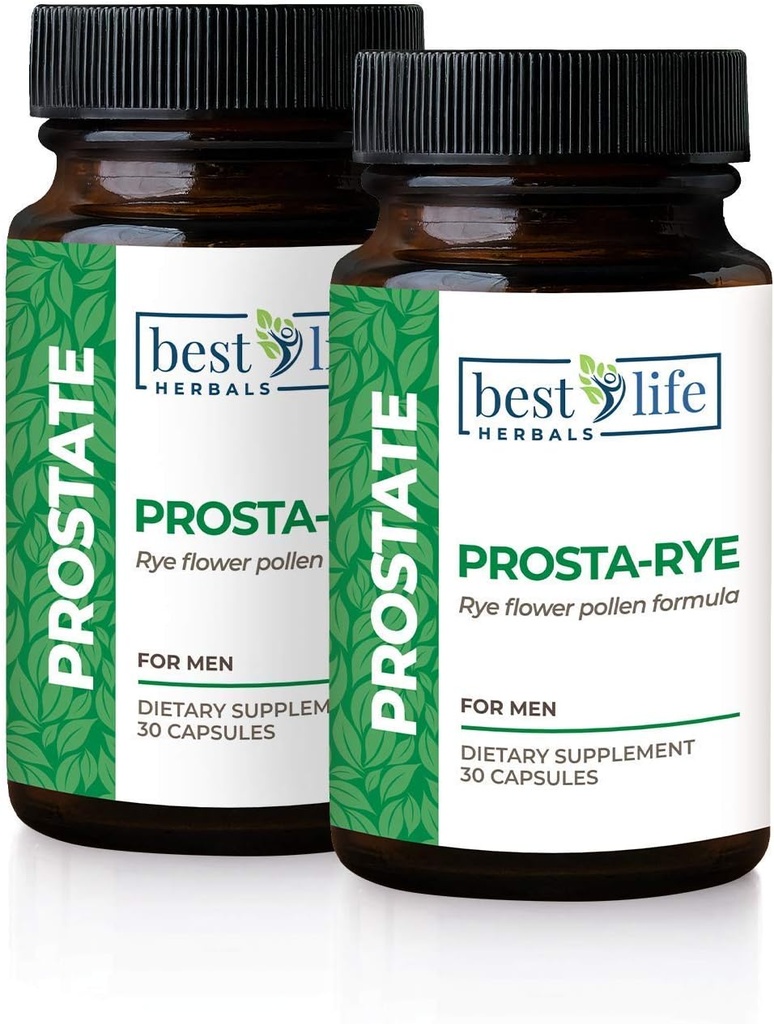 Bedste liv Herbals Prosta- Rye - Natural Prostata supplement til mænd oplever en forstørret prostata, hyppig vandladning, Overaktiv BREV - 2 flasker, 60 kapsler
