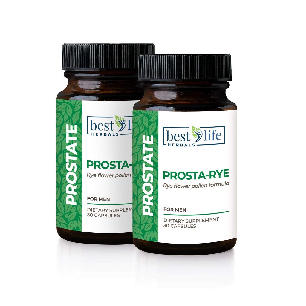 Bedste liv Herbals Prosta- Rye - Natural Prostata supplement til mænd oplever en forstørret prostata, hyppig vandladning, Overaktiv BREV - 2 flasker, 60 kapsler