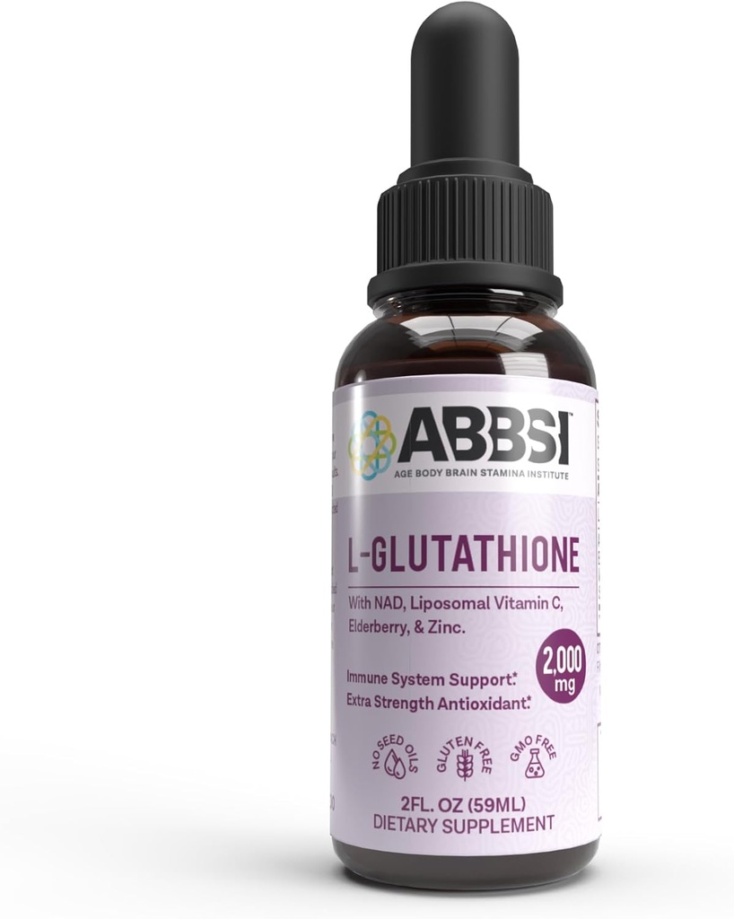 Liposomal Glutathione Flydende med NAD & Elderberry til immunforsvar - 2000MG - Forbedret Absorption - Ikke fra Seed Oil - Kraftfuld antioxidant - Non- GMO, Vegan, Gluten- Free - 2 fl oz