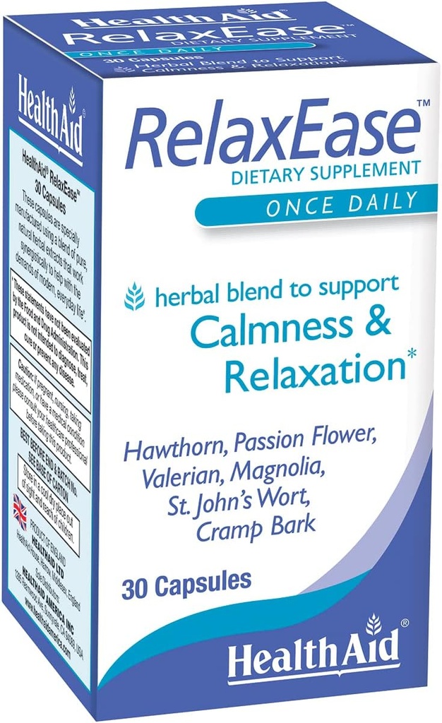 RelaxEase, Herbal Blend til Support Harmony og Tranquility, Når dagligt, 30 ct, Hjælper med at fremme sundhed og afslapning