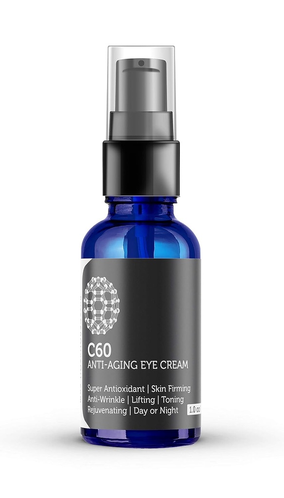 C60 Anti- Aging Eye Cream 30ml med Matrixyl 3000, Tripeptid- 5, Hydrerende botaniske hyaluronsyre og C-vitamin til mænd og kvinder Lavet med økologiske ingredienser