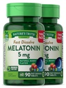 Nature 's Truth Melatonin 5 mg • 124; 180 Fast Opløs tabletter (2 X 90 Twin Pack) • 124; Natural Berry Flavor • 124; Vegetarisk, Non- GMO, Gluten Free Supplement