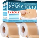 Silikone Scar Sheets (2 Rolls), Medical Grade Silicone Scar Tape, Scar Fjernelse Strips til Acne, Burn Scars C- Section & Keloid Kirurgi Scars Sheets Treatment Sheets - 8 Måned Supply
