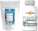 Bundle Buddy 124; Fine Powder Vitamin C, 454 Servering, og vitamin B3 Chewables (Vanilla), 300 Servering