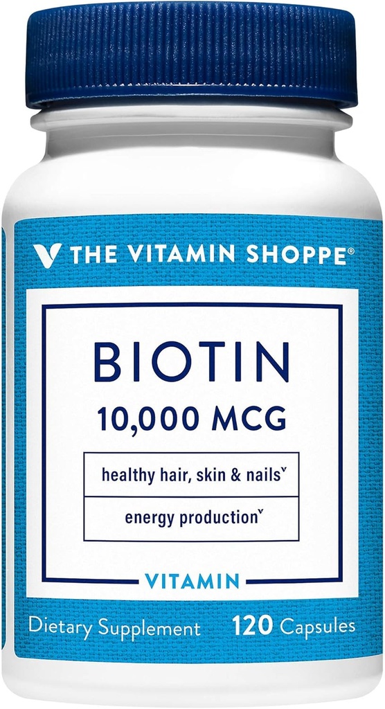 Den Vitamin Shoppe Biotin 1.000MCG, Nutrient Metabolisme støtte til sund vibrant hår, sund hud & stærke negle, energiproduktion (120 kapsler)