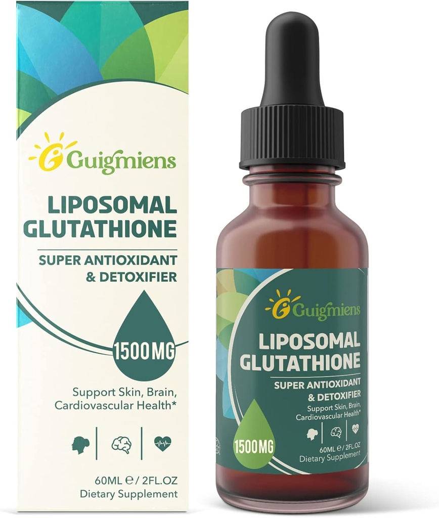 Liposomal Glutathion 1500 MG, Superior Absorption, Liquid Glutathion Supplement, Kraftfuld Antioxidant, Lever Detox, Immunenhancer, Soy- Free, Non- GMO, Vegan & Gluten Free, 2.02 fl.oz