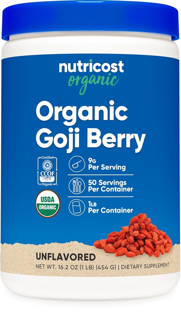 Nutricost Organic Goji Berry Powder (1lb) - USDA Certified Organic, Gluten Free, Non- GMO, Vegetar