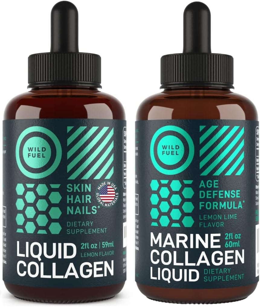 WILD FUEL Marine Liquid Collagen og Flydende Collagen med Biotin Enhanced Collagen Bundle