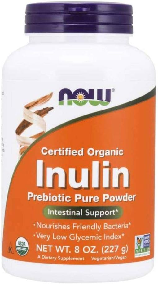 Now Inulin Prebiotic Fos, 8-ounces (pakke med 2)