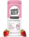 Wondermave Antacida, Effektiv Heartburn og Instant Acid fordøjelsesbesvær Relief, Ekstra styrke tyggetabletter, 1000 mg Calcium Carbonat, Ingen Talc eller Dye, Jordbær Milkshake, 120 Count