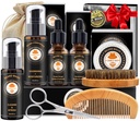 XIKEZAN Beard Kit til mænd Grooming & Care w / Beard Conditioner, Wash, Oil, Balm, Brush, Comb, Fødselsdag Fædre Valentines Gaver til mænd ham far Mand Kæreste Julegaver Herre Stuffers
