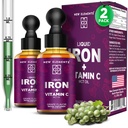 [2] Flydende jerntilskud med vitamin C - 18mg jern & 50mg vitamin C for anæmi Support - blod Builder dråber til kvinder & mænd - hurtig absorption, øger energi & immunitet - Vegan, ikke-GMO
