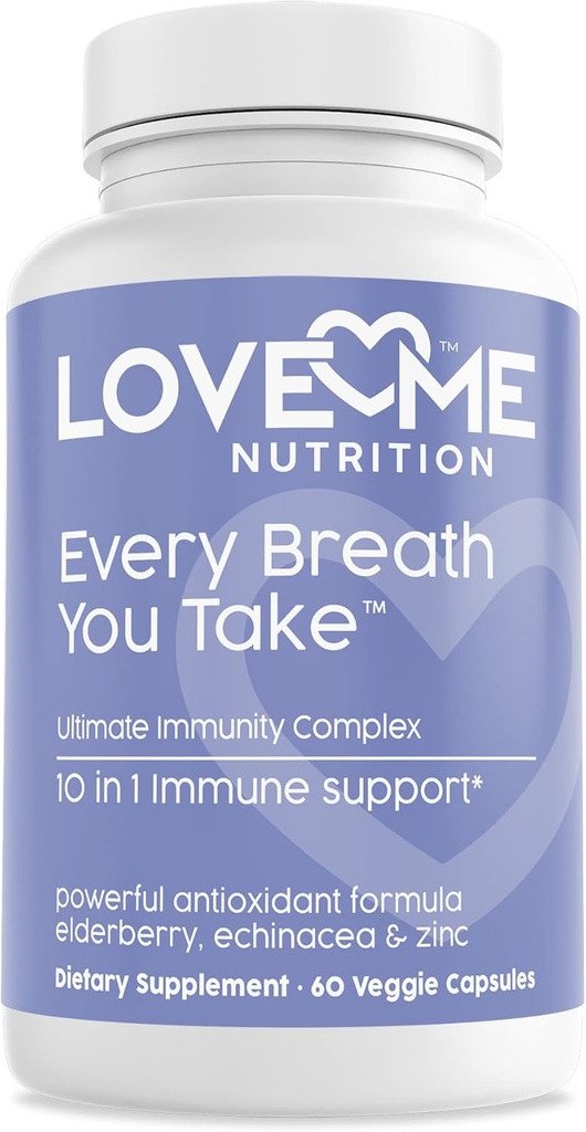 Immunsupportsupplement - Naturlige ingredienser til immunsystemet Support (60 kapsler) - Immunbooster indeholdende hyldebær, C-vitamin & E, zink og Echinacea til voksne