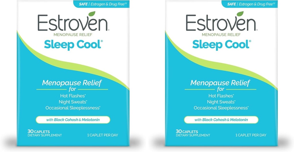 Estroven søvn Cool til overgangsalder Relief, 30 Ct, Søvn Support Supplement med klinisk Proven Ingredienser til lindring af overgangsalderen Symptomer plus Nat Sved & Hot Flash Relief, Drug- Free & Gluten- Free